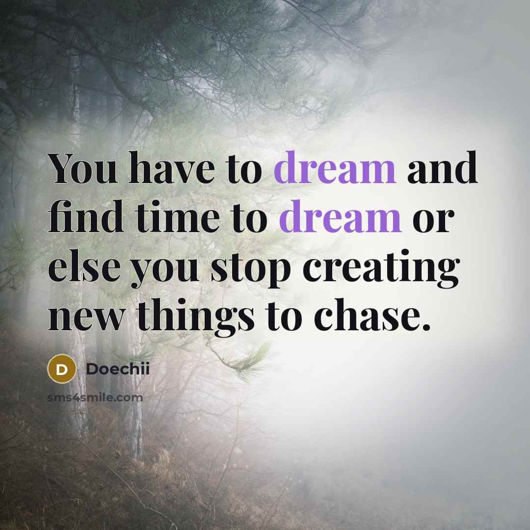 “You have to dream and find time to dream or else you stop creating new things to chase.” quote by Doechii