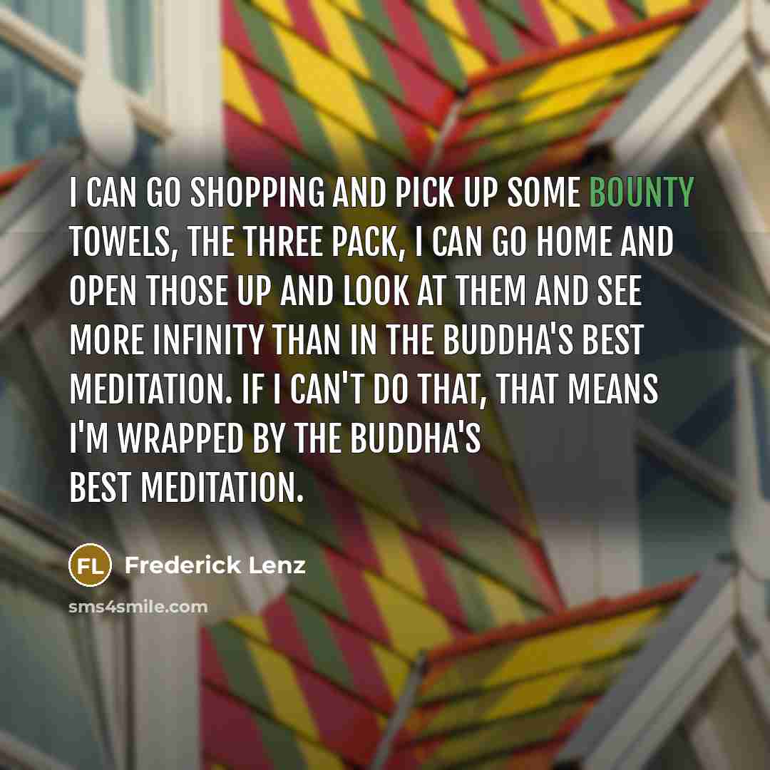 “I can go shopping and pick up some Bounty Towels,…” quote by Frederick Lenz