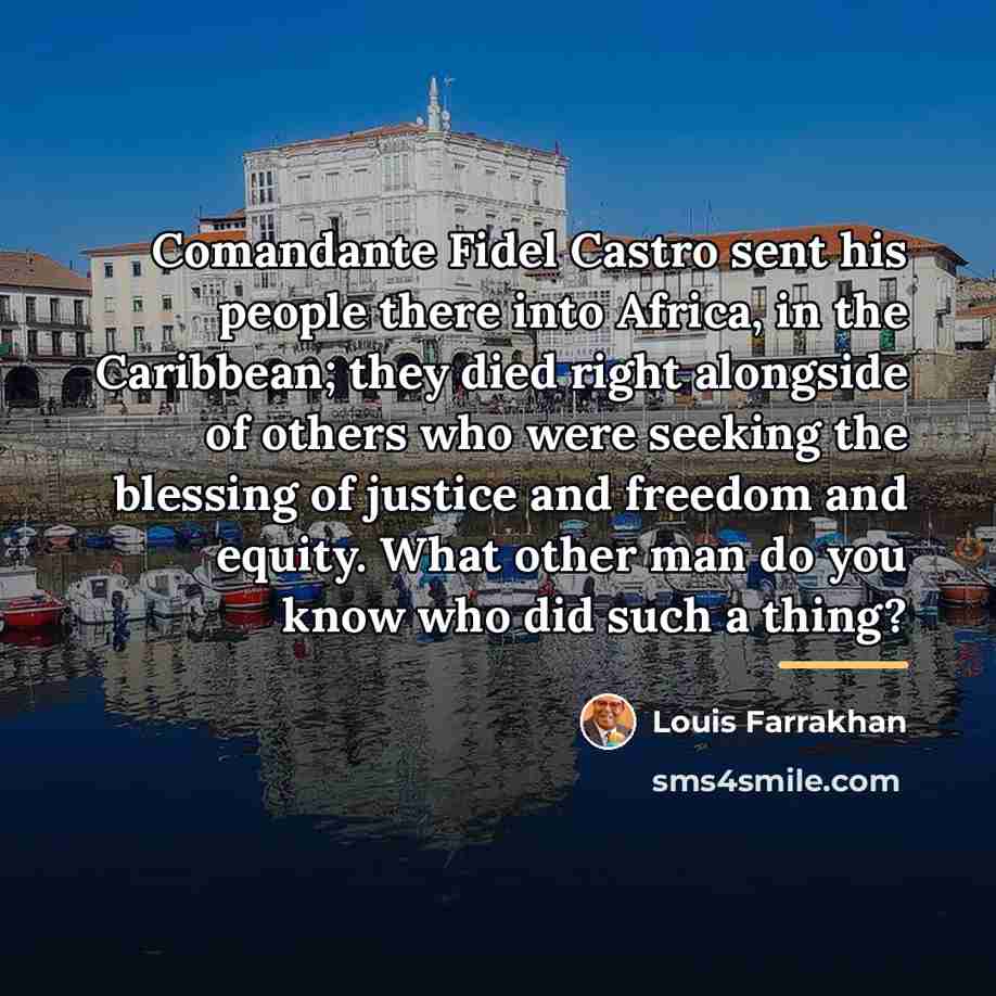 “Comandante Fidel Castro sent his people there into Africa, in…” quote by Louis Farrakhan