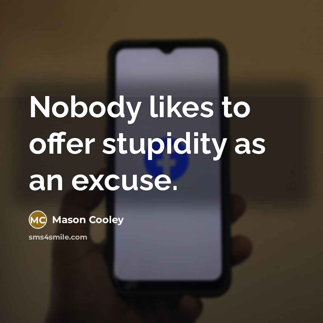 “Nobody likes to offer stupidity as an excuse.…” quote by Mason Cooley