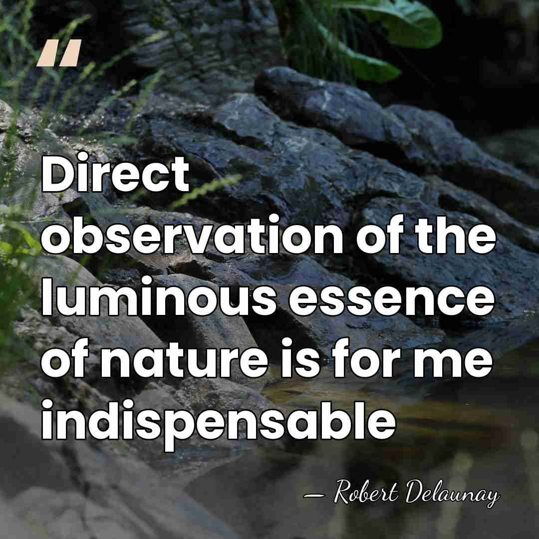 Direct observation of the luminous essence of nature is for me indispensable - Robert Delaunay