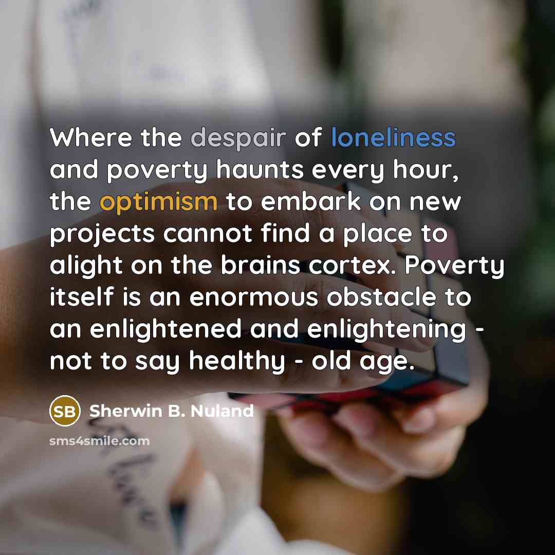 “Where the despair of loneliness and poverty haunts every hour,…” quote by Sherwin B. Nuland