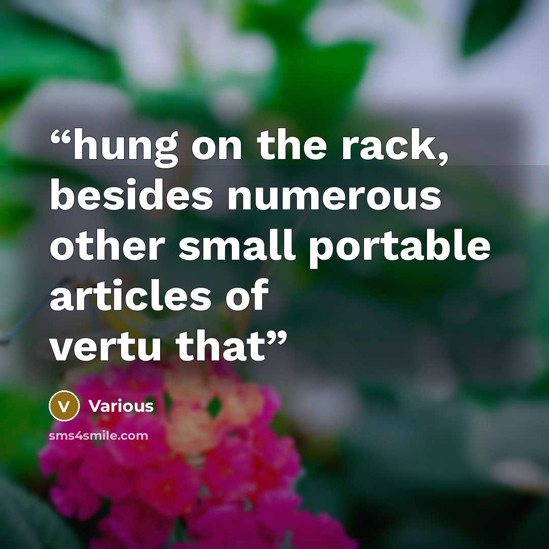 “hung on the rack, besides numerous other small portable articles of vertu that” quote by Various