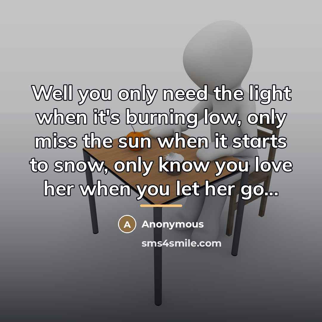 “Well you only need the light when it's burning low,…” quote by Anonymous
