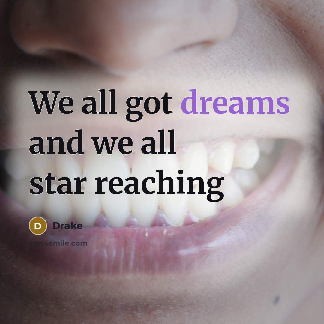 “We all got dreams and we all star reaching…” quote by Drake