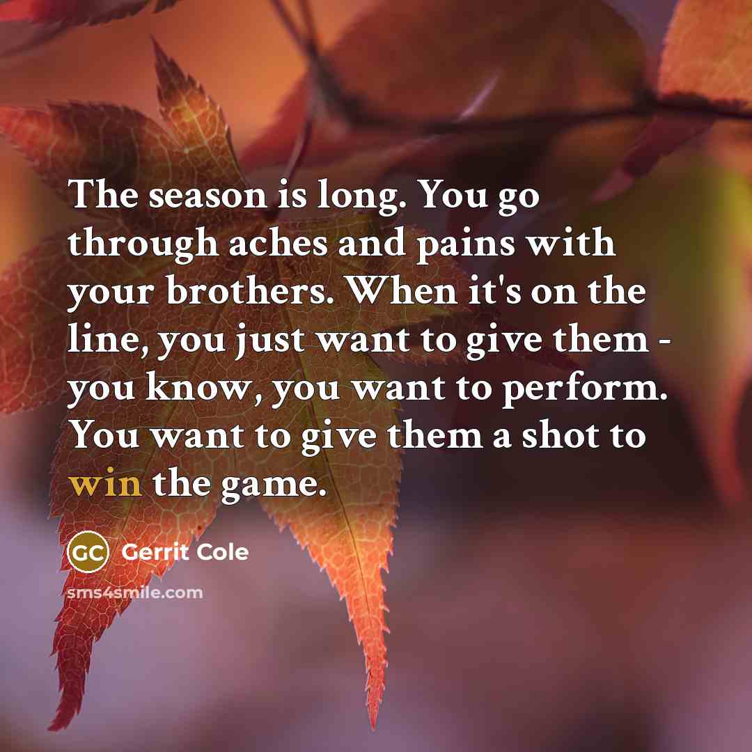 “The season is long. You go through aches and pains…” quote by Gerrit Cole