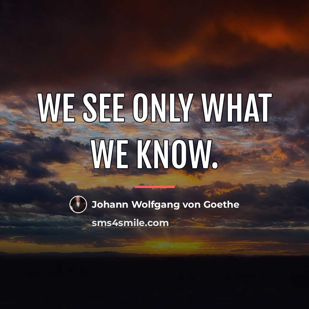 “We see only what we know.…” quote by Johann Wolfgang von Goethe