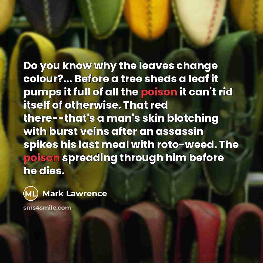 “Do you know why the leaves change colour?... Before a…” quote by Mark Lawrence