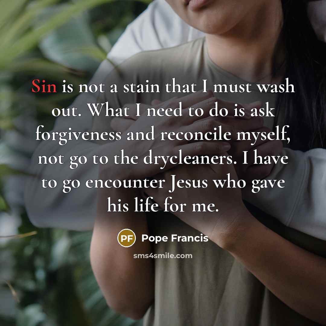 “Sin is not a stain that I must wash out.…” quote by Pope Francis