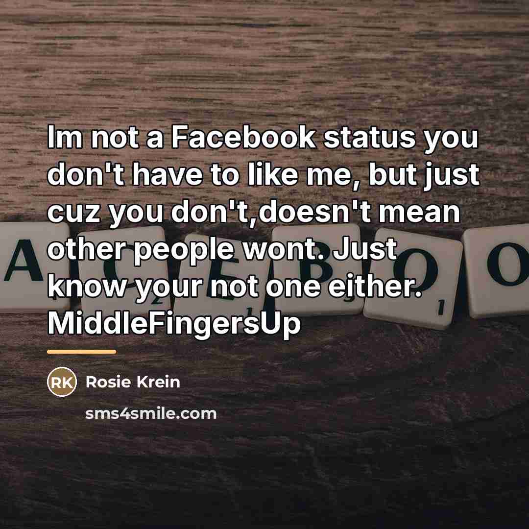 “Im not a Facebook status you don't have to like…” quote by Rosie Krein