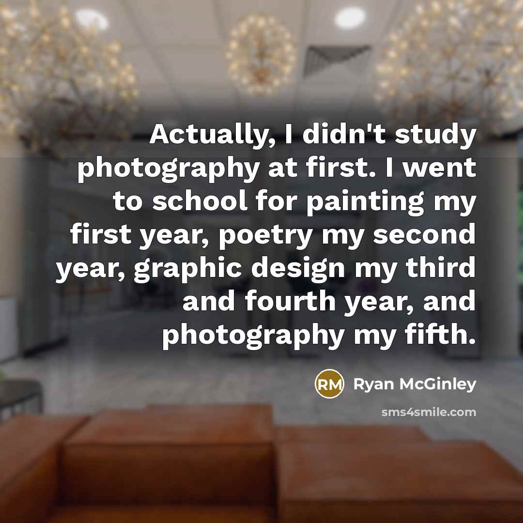 “Actually, I didn't study photography at first. I went to…” quote by Ryan McGinley