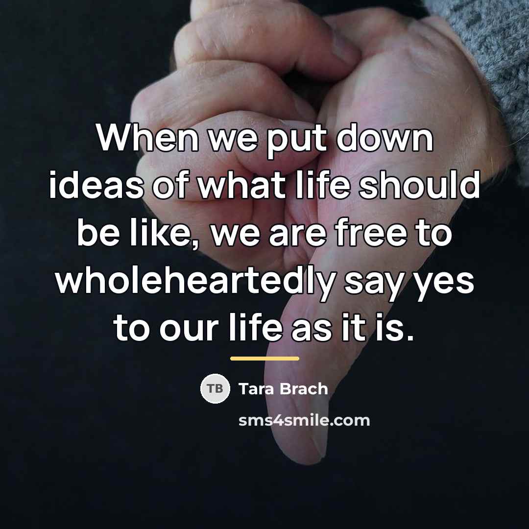 “When we put down ideas of what life should be…” quote by Tara Brach