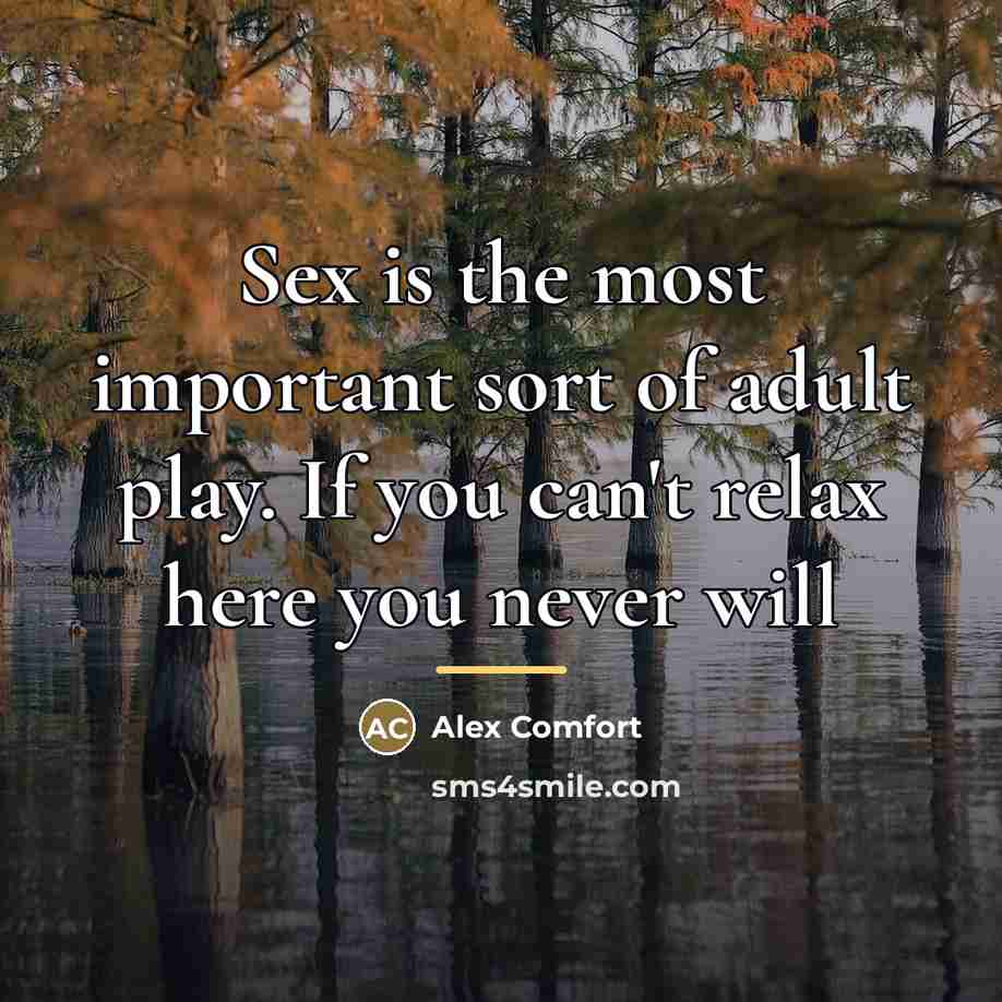 “Sex is the most important sort of adult play. If…” quote by Alex Comfort