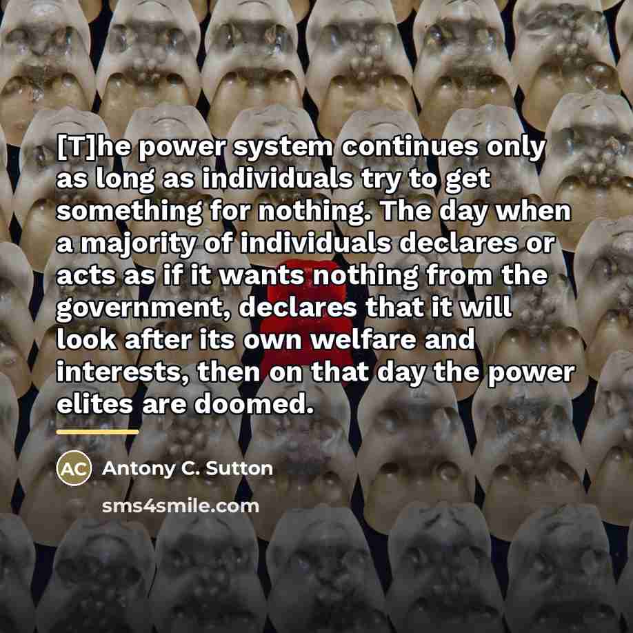 “[T]he power system continues only as long as individuals try…” quote by Antony C. Sutton