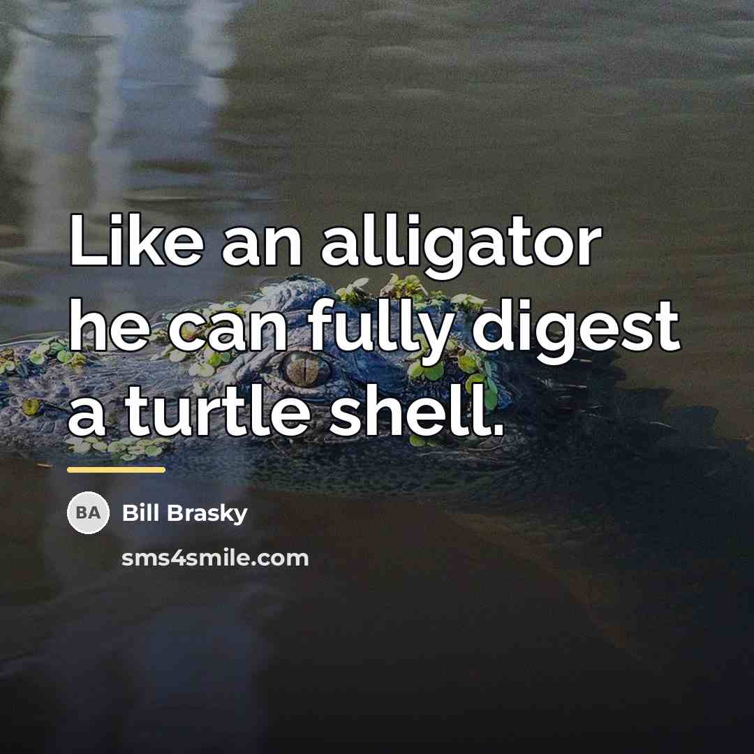 “Like an alligator he can fully digest a turtle shell.…” quote by Bill Brasky
