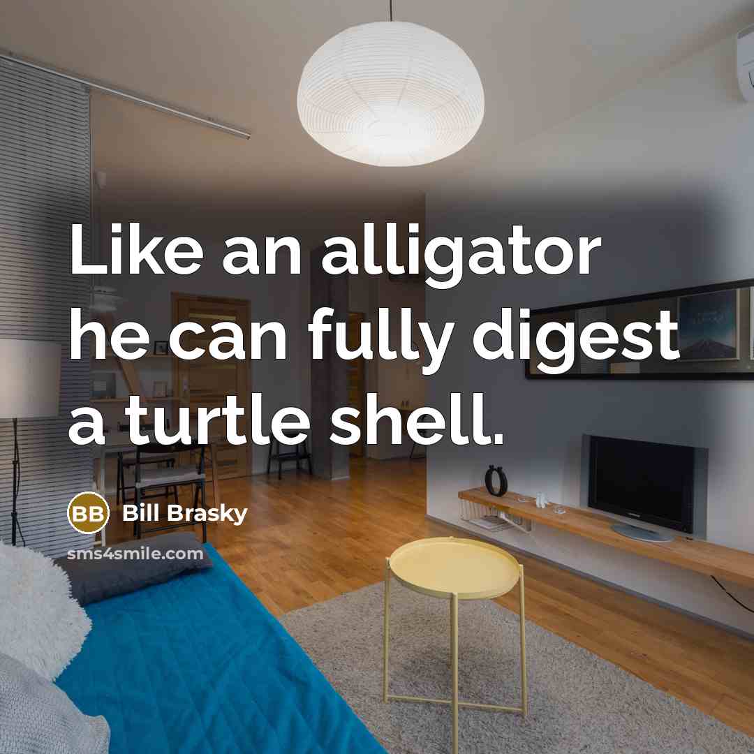 “Like an alligator he can fully digest a turtle shell.” quote by Bill Brasky