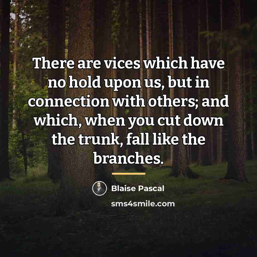 “There are vices which have no hold upon us, but…” quote by Blaise Pascal
