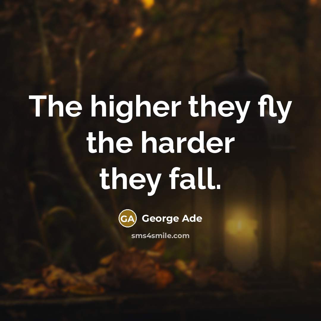 “The higher they fly the harder they fall.…” quote by George Ade