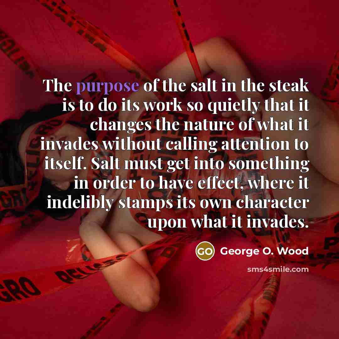 “The purpose of the salt in the steak is to…” quote by George O. Wood