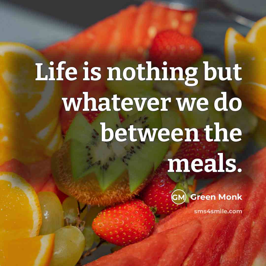 “Life is nothing but whatever we do between the meals.…” quote by Green Monk