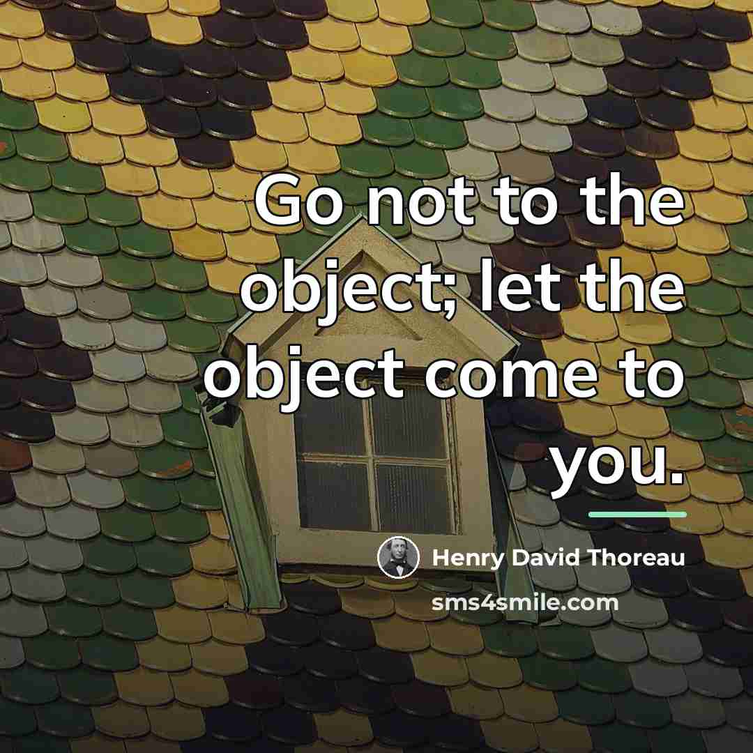 “Go not to the object; let the object come to…” quote by Henry David Thoreau