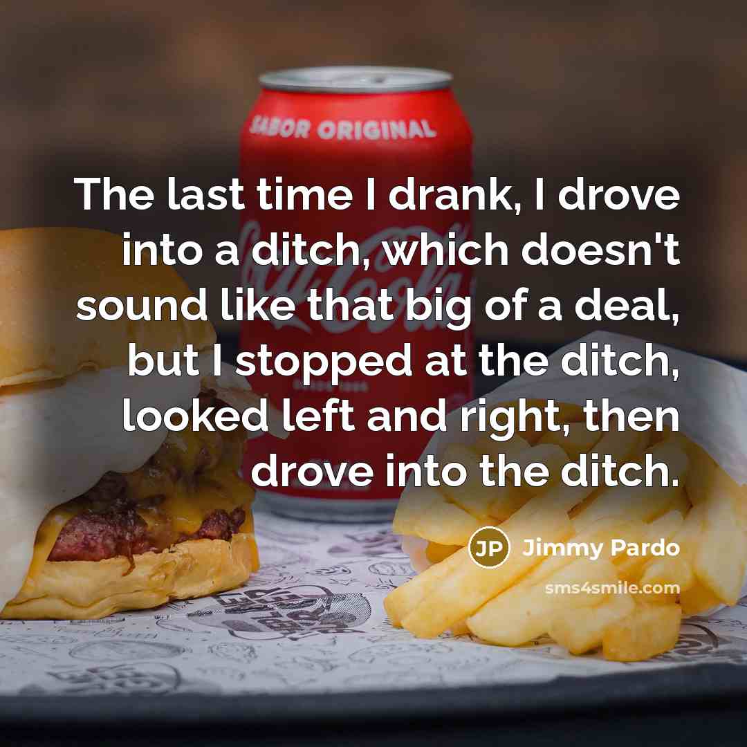 “The last time I drank, I drove into a ditch,…” quote by Jimmy Pardo