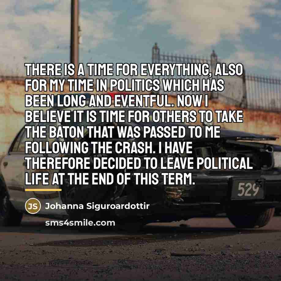 “There is a time for everything, also for my time…” quote by Johanna Siguroardottir