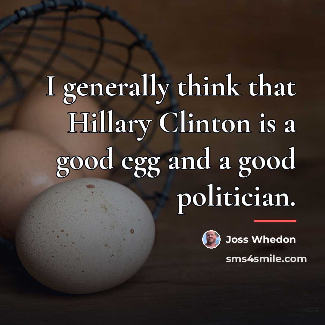 “I generally think that Hillary Clinton is a good egg…” quote by Joss Whedon