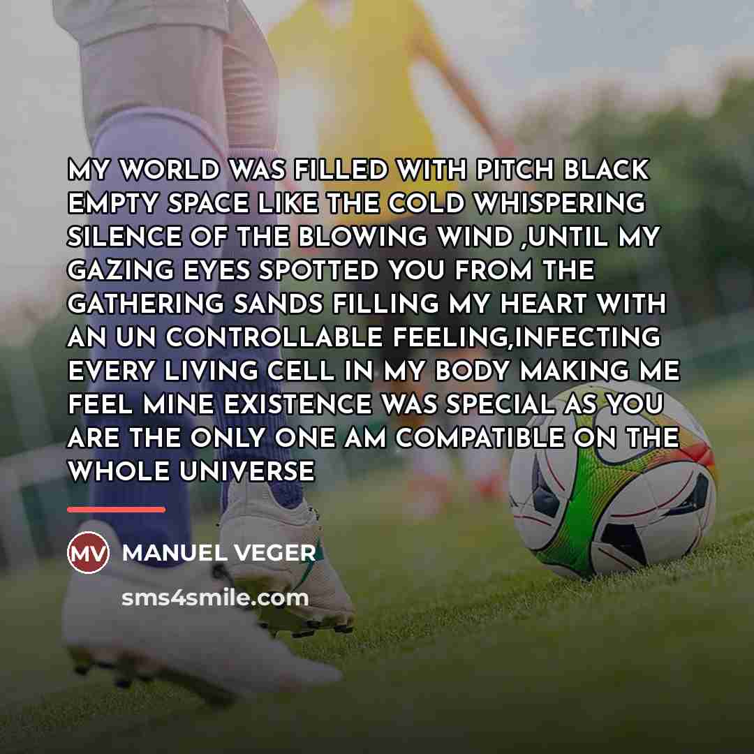“MY WORLD WAS FILLED WITH PITCH BLACK EMPTY SPACE LIKE…” quote by Manuel Veger