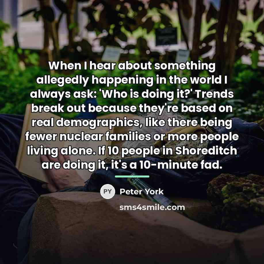 “When I hear about something allegedly happening in the world…” quote by Peter York