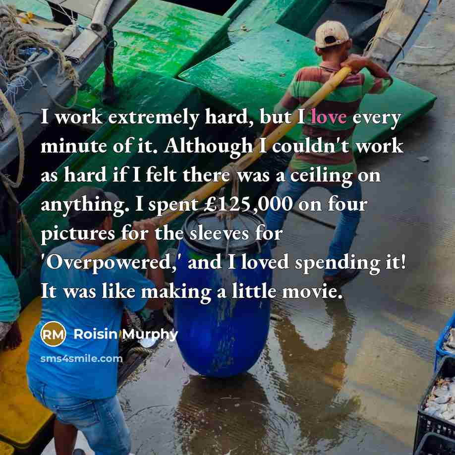 “I work extremely hard, but I love every minute of…” quote by Roisin Murphy