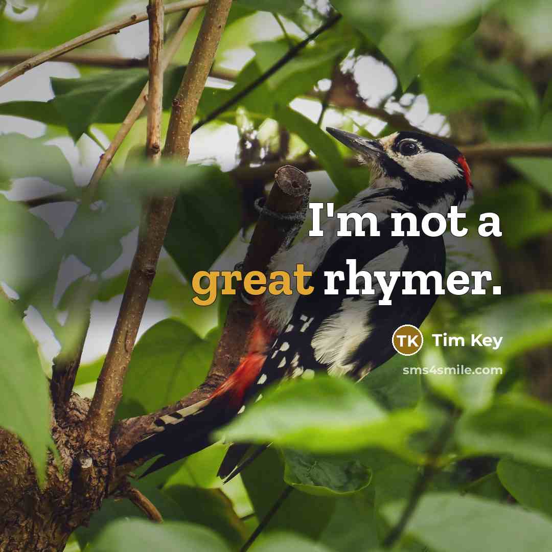 “I'm not a great rhymer.…” quote by Tim Key