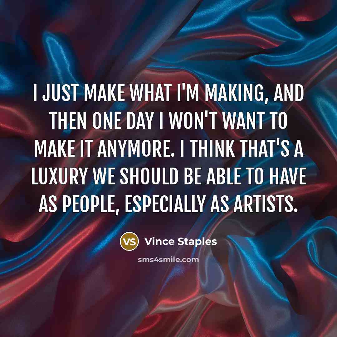 “I just make what I'm making, and then one day…” quote by Vince Staples