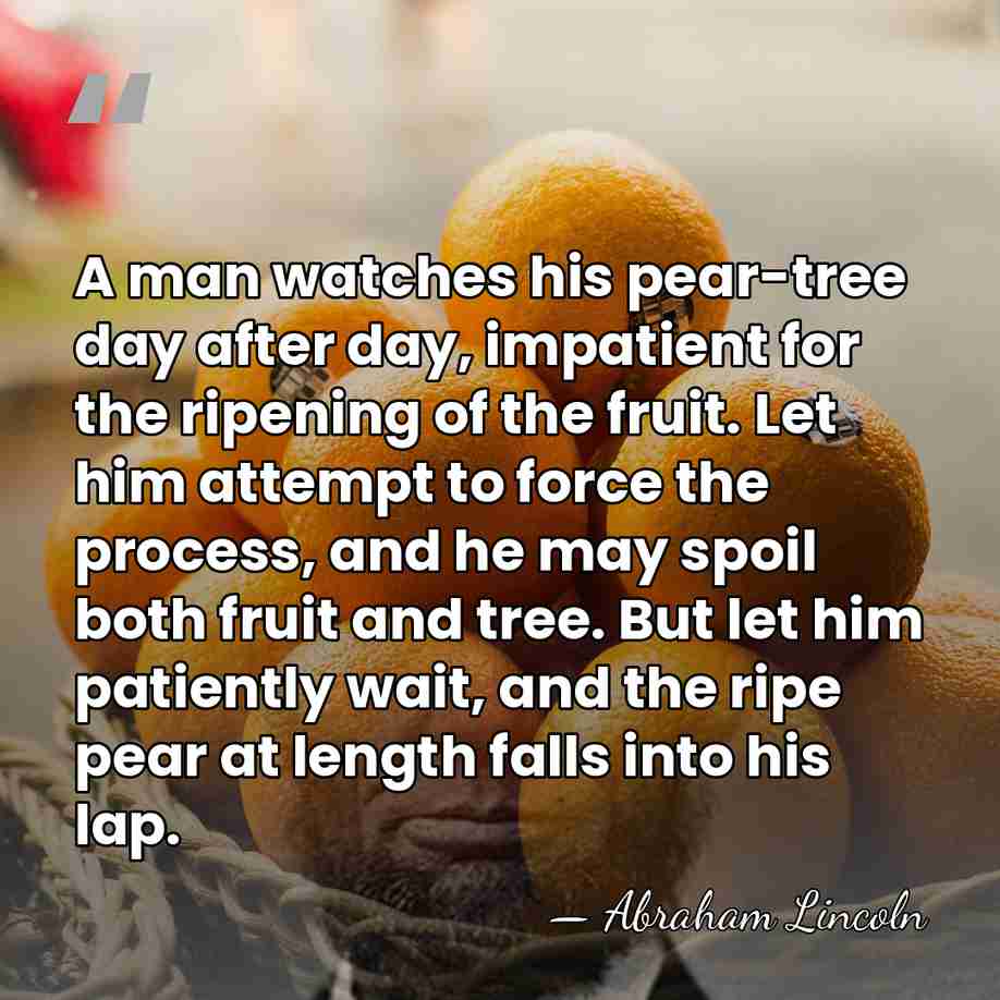 A man watches his pear-tree day after day, impatient for the ripening&hellip; - Abraham Lincoln