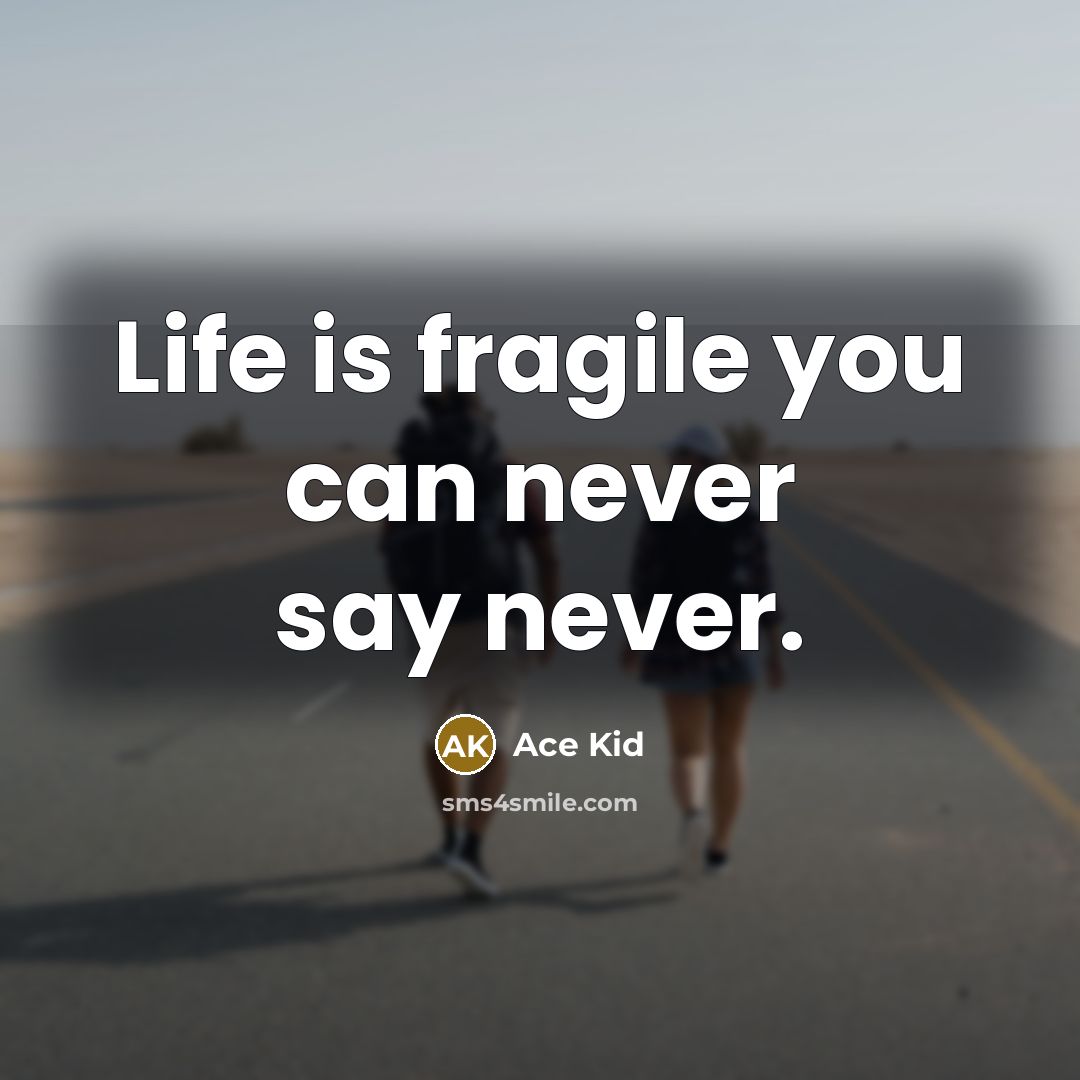 “Life is fragile you can never say never.…” quote by Ace Kid