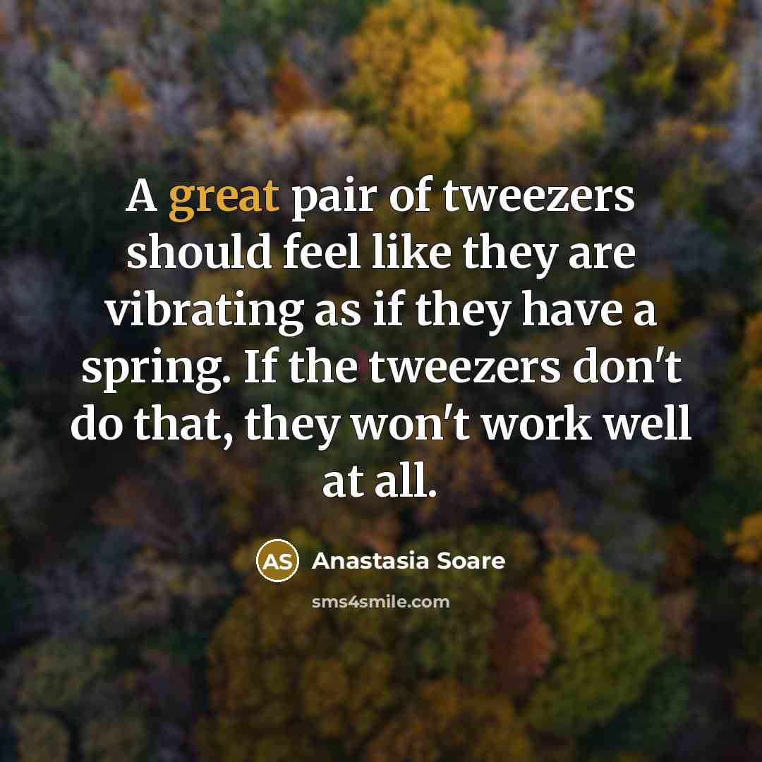 “A great pair of tweezers should feel like they are…” quote by Anastasia Soare