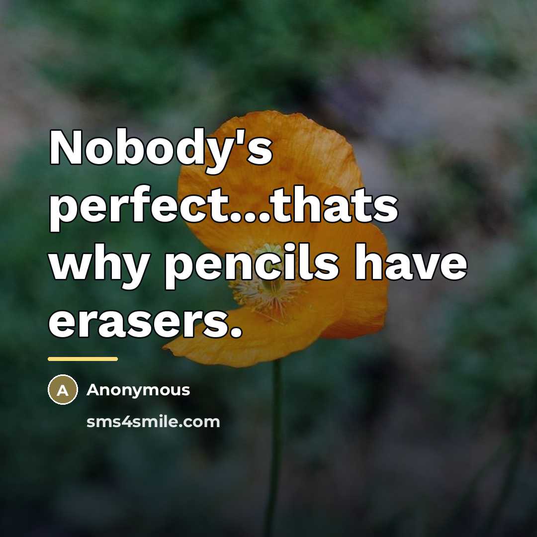 “Nobody's perfect...thats why pencils have erasers.…” quote by Anonymous