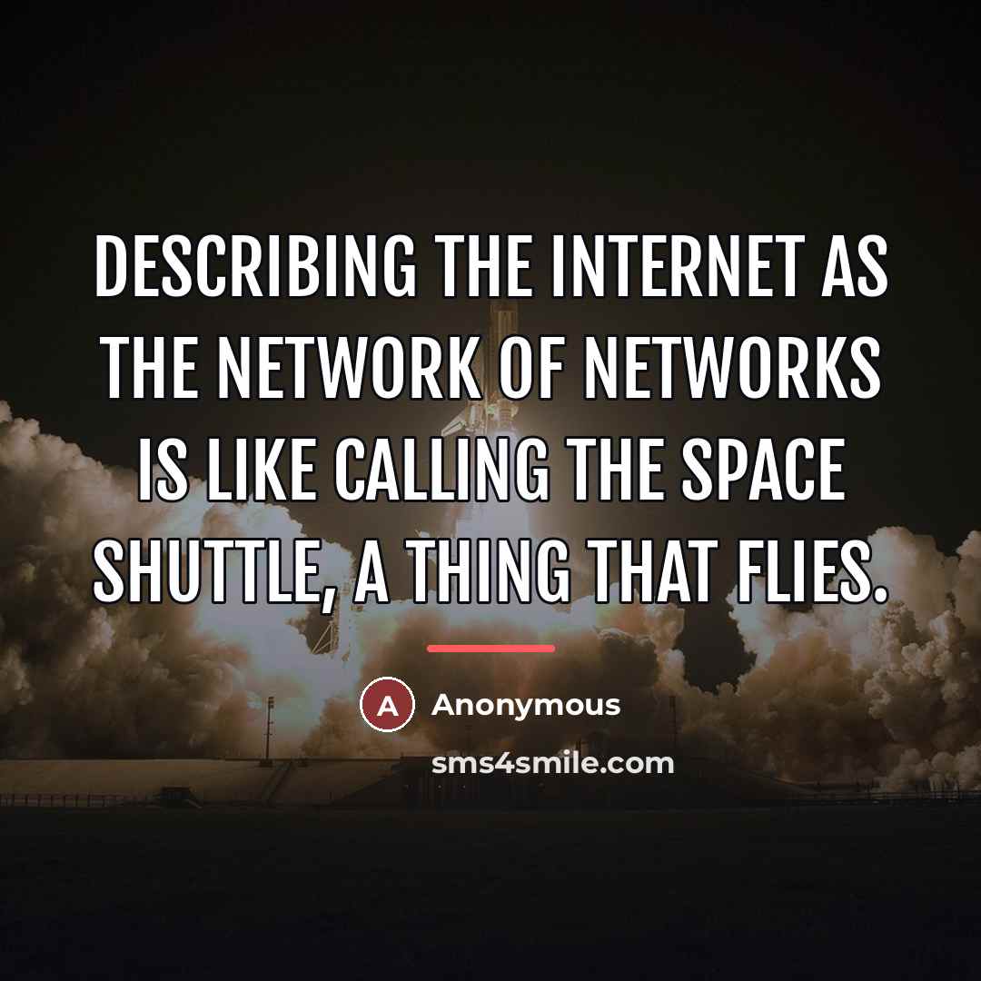 “Describing the Internet as the Network of Networks is like…” quote by Anonymous