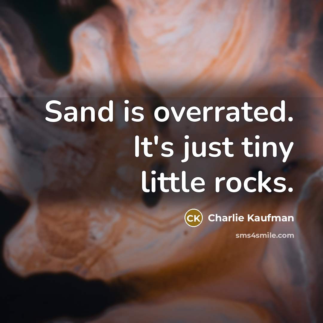 “Sand is overrated. It's just tiny little rocks.…” quote by Charlie Kaufman