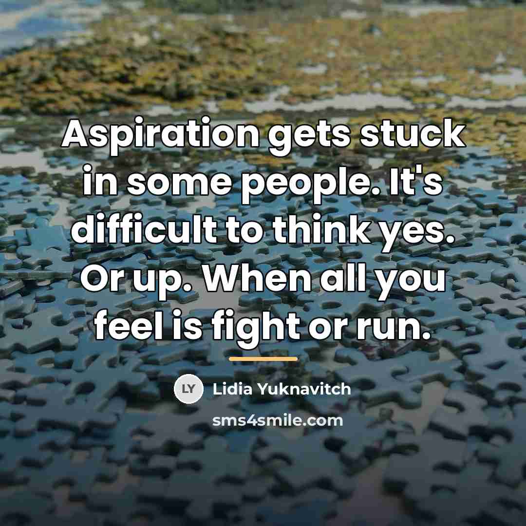 “Aspiration gets stuck in some people. It's difficult to think…” quote by Lidia Yuknavitch