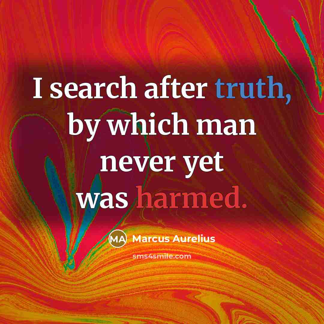 “I search after truth, by which man never yet was harmed.” quote by Marcus Aurelius