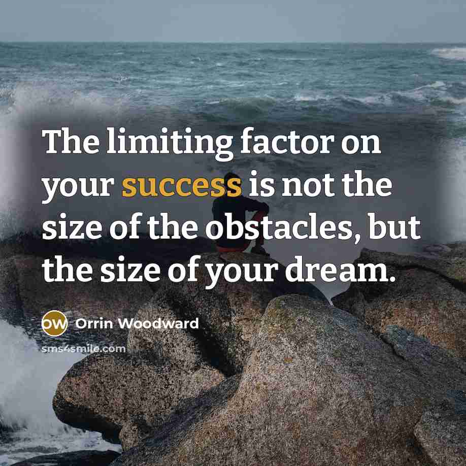 “The limiting factor on your success is not the size…” quote by Orrin Woodward