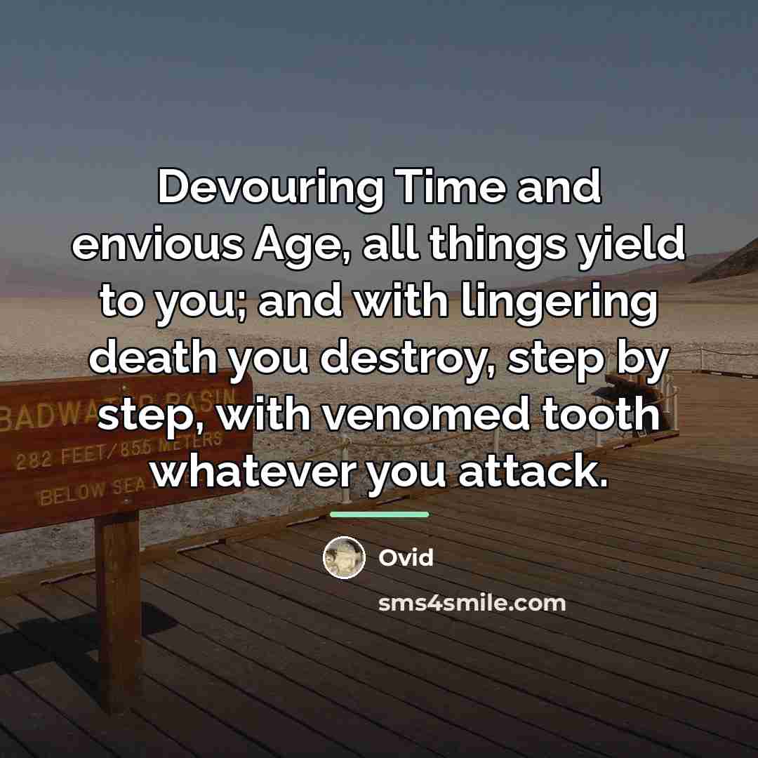 “Devouring Time and envious Age, all things yield to you;…” quote by Ovid