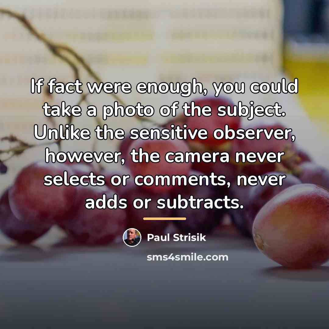 “If fact were enough, you could take a photo of…” quote by Paul Strisik
