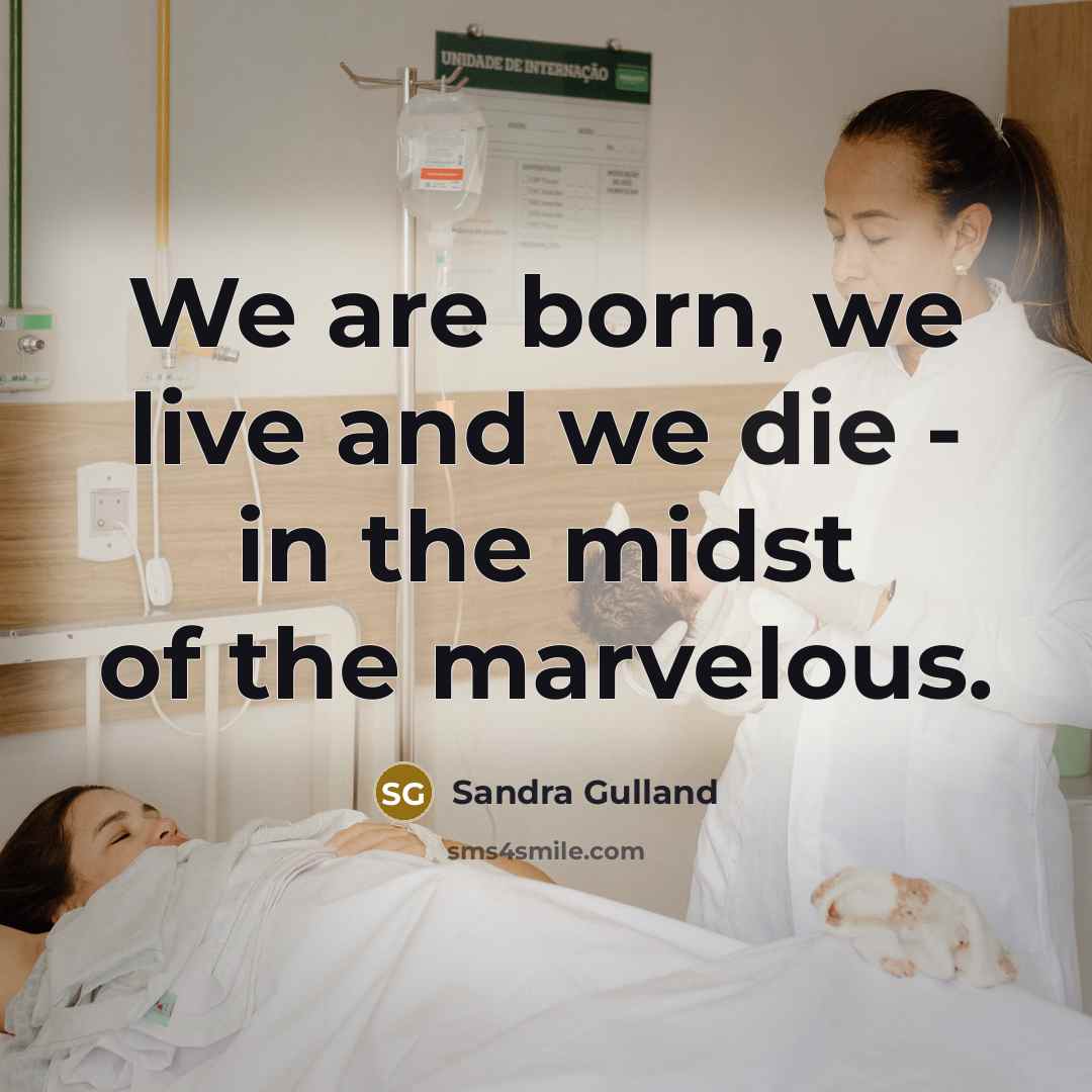 “We are born, we live and we die - in…” quote by Sandra Gulland