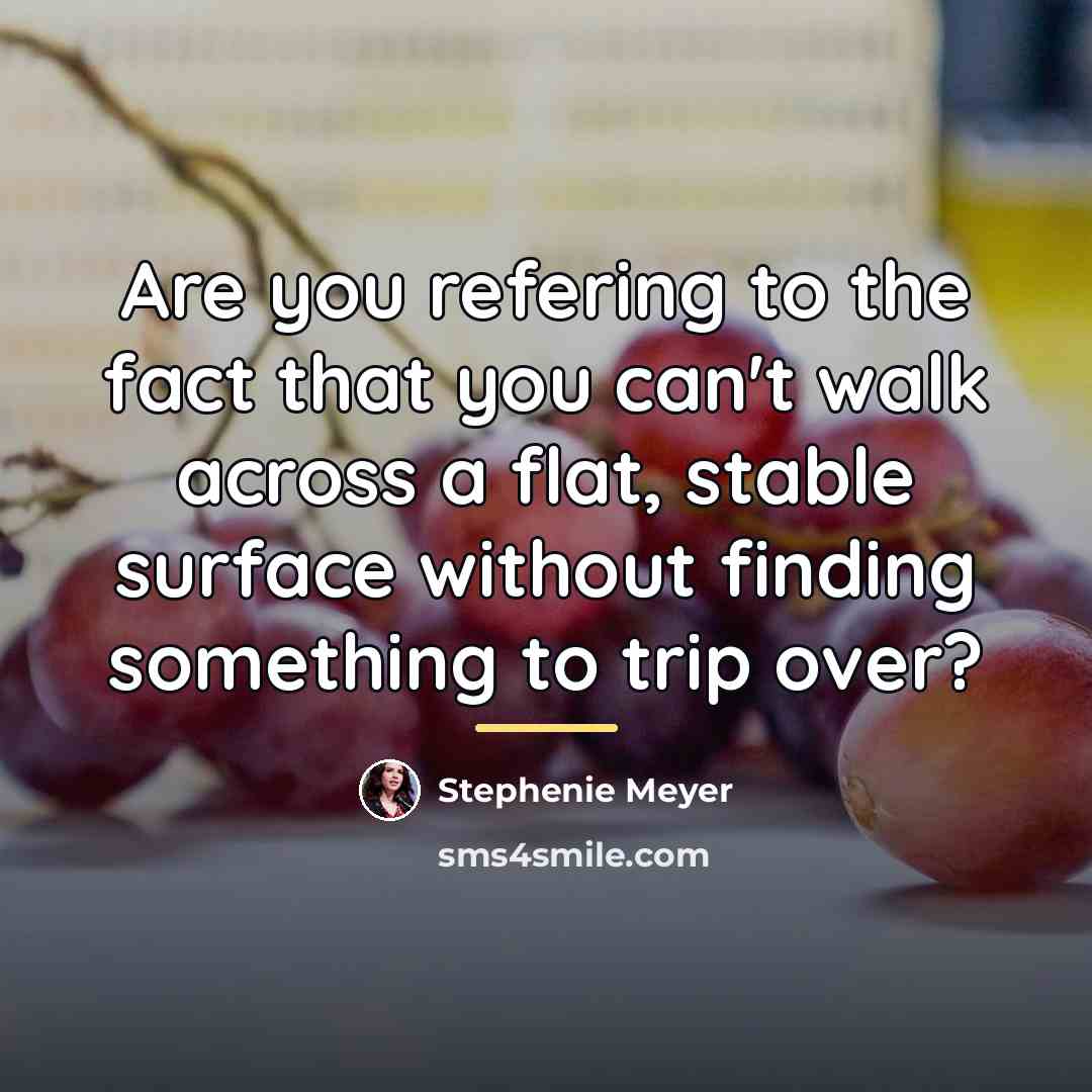 “Are you refering to the fact that you can't walk…” quote by Stephenie Meyer