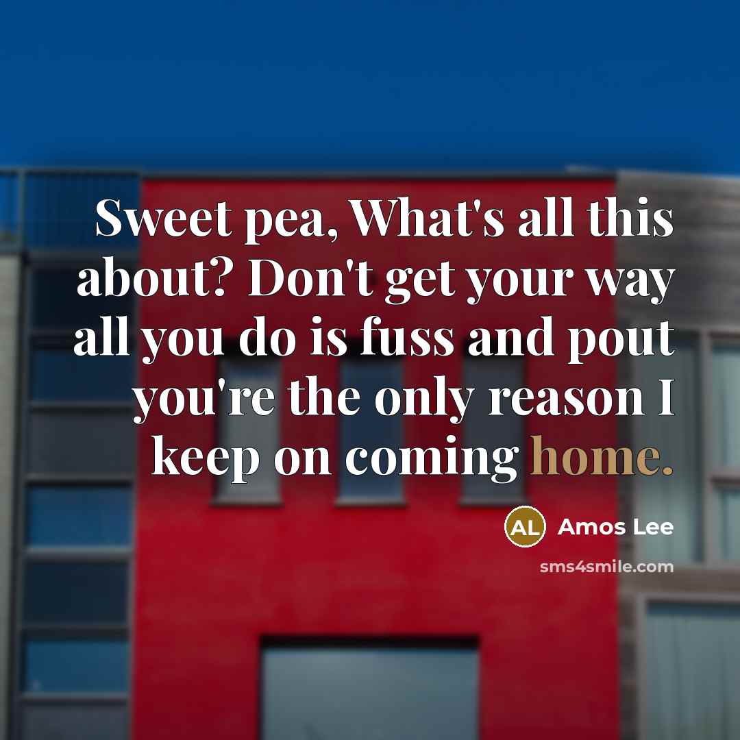 “Sweet pea, What's all this about? Don't get your way…” quote by Amos Lee