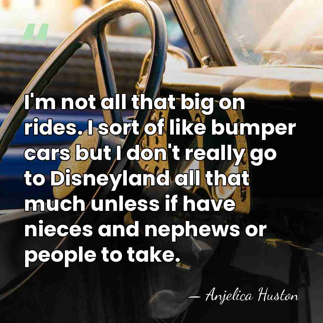 I'm not all that big on rides. I sort of like bumper&hellip; - Anjelica Huston