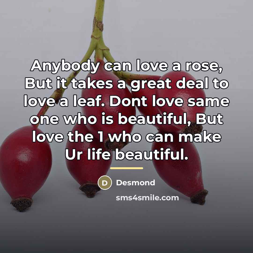 “Anybody can love a rose, But it takes a great…” quote by Desmond