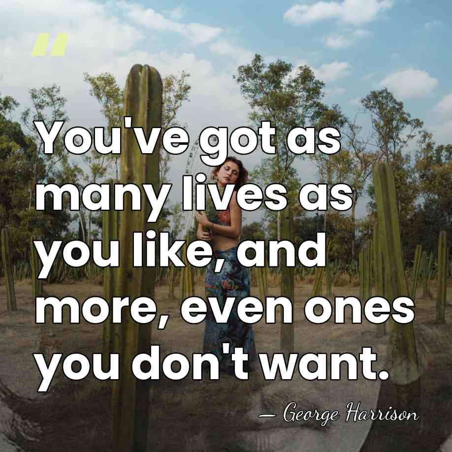 You've got as many lives as you like, and more, even ones&hellip; - George Harrison